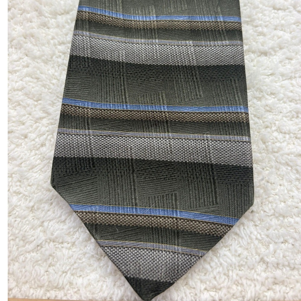 Croft & Barrow Tie Necktie Mens Green Excellent Striped Textured Silk Accessory